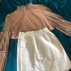 WHITE JCREW SCALLOP DETAIL SKIRT WITH POCKETS